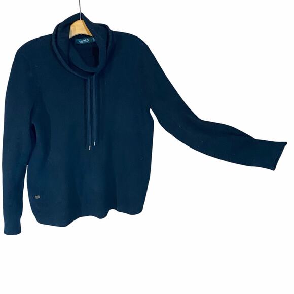 Lauren Ralph Lauren Black Cotton Cowl Neck Sweater Women’s 1X thick warm cozy - Picture 1 of 7
